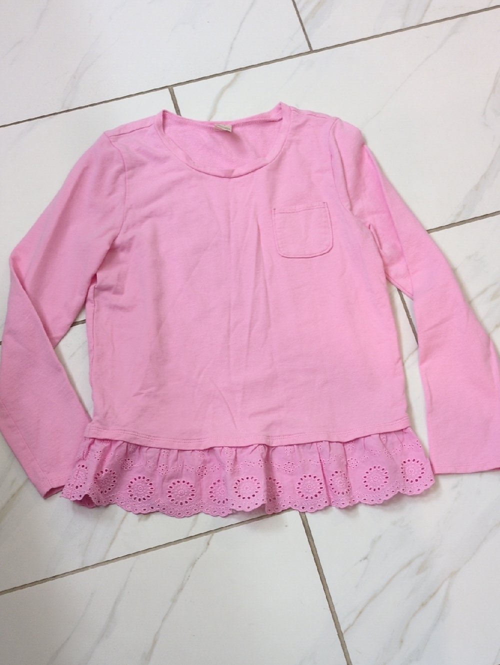 OshKosh B'gosh Pink Long-Sleeve Top with Eyelet Ruffle